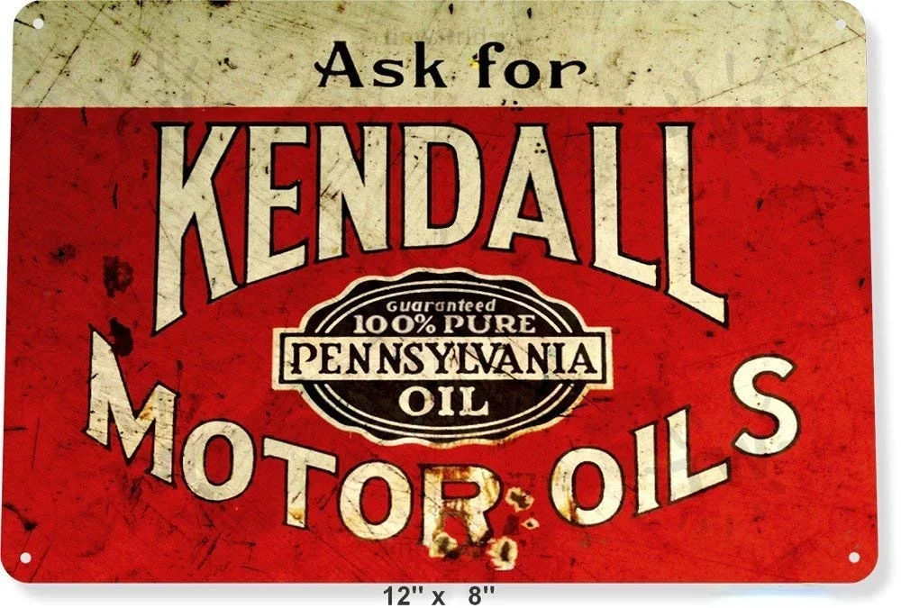 Оловянная вывеска 8x12 дюймов Kendall мотор Нефть Газ гараж автомагазин Ретро