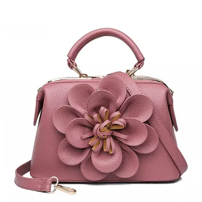 Роскошные золотые красные 3d кожаные цветочные сумочки женские сумки дизайнерские брендовые известные сумки через плечо для женщин Дамские ручные сумки маленькая сумка - Цвет: pink