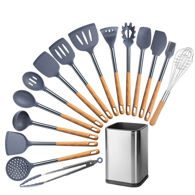 Cooking Utensil Set 12 Piece Stainless Steel Kitchen Tool Set, Include  Cooking Spoon, Spatula, Whisk, Cooking Tong and etc 12 Pieces,Includes 1  spoon, 1 skimmer, 1 slotted turner, 1 pasta spatula, 1