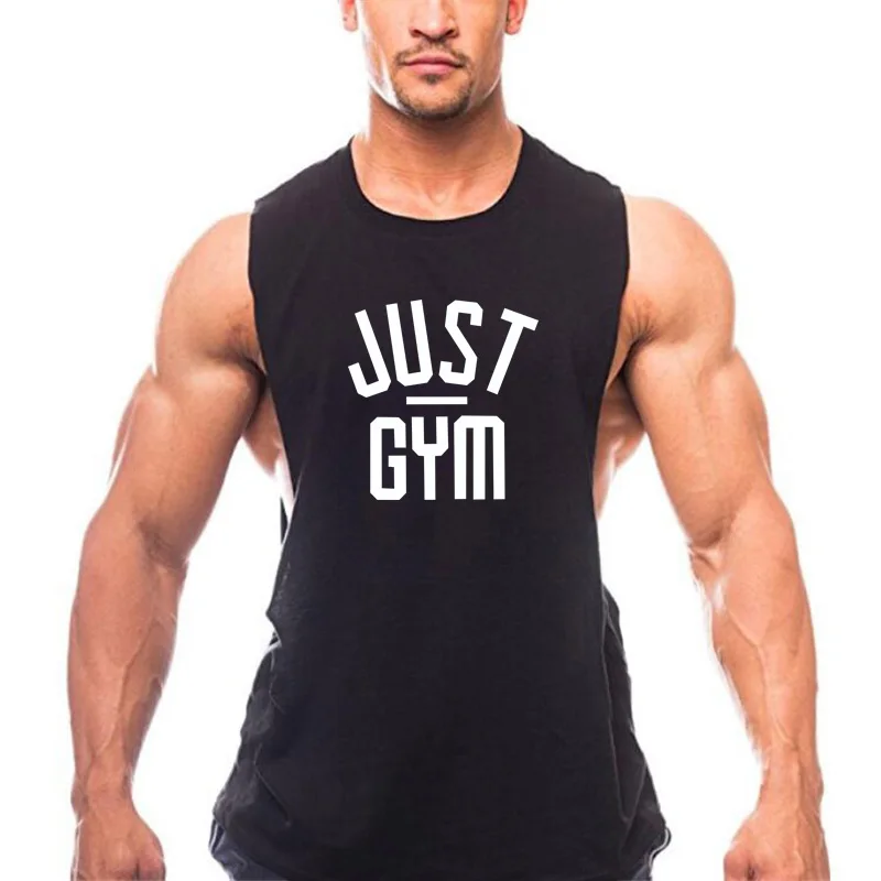 Бренд Just Gym, майка для фитнеса с заниженной проймой, мужская спортивная одежда, майка для бодибилдинга, майка без рукавов, майка для тренировок