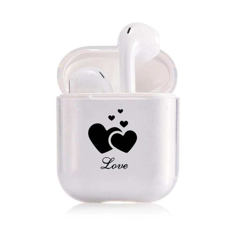 Беспроводной чехол Airpods с надписью Love Heart Rainbow Red Letter, защитный прозрачный чехол для наушников, классный портативный милый чехол для наушников