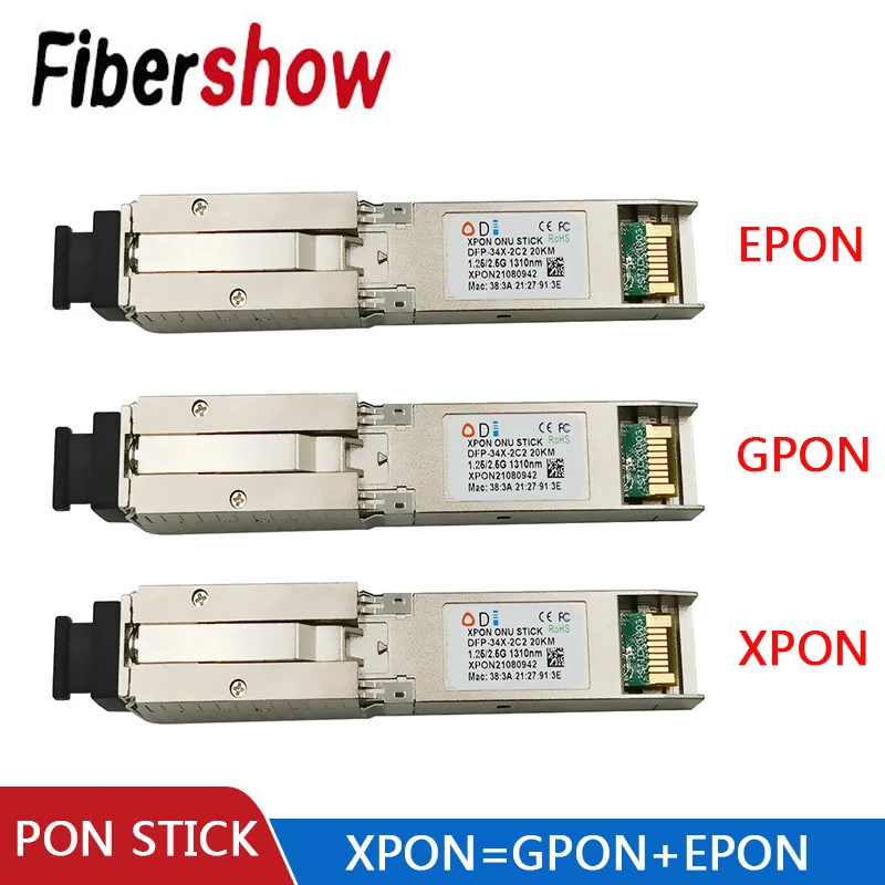 PON STICK EPON GPON XPON SFP ONU Stick с MAC PPPoE IPoE HGU SC разъем c DDM pon модуль 1490/1 25 нм Гбит/с 802.3ah |