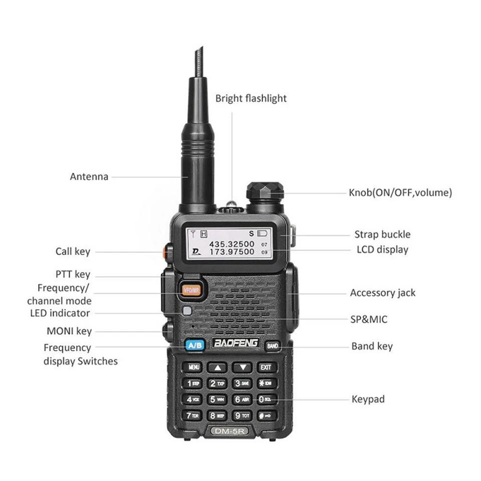 Baofeng DM-5R Плюс Dual Band DMR цифровой Walkie Talkie трансивер 1 Вт 5 Вт УКВ 136-174/400- 480 мГц длинные позвонил двухстороннее радио