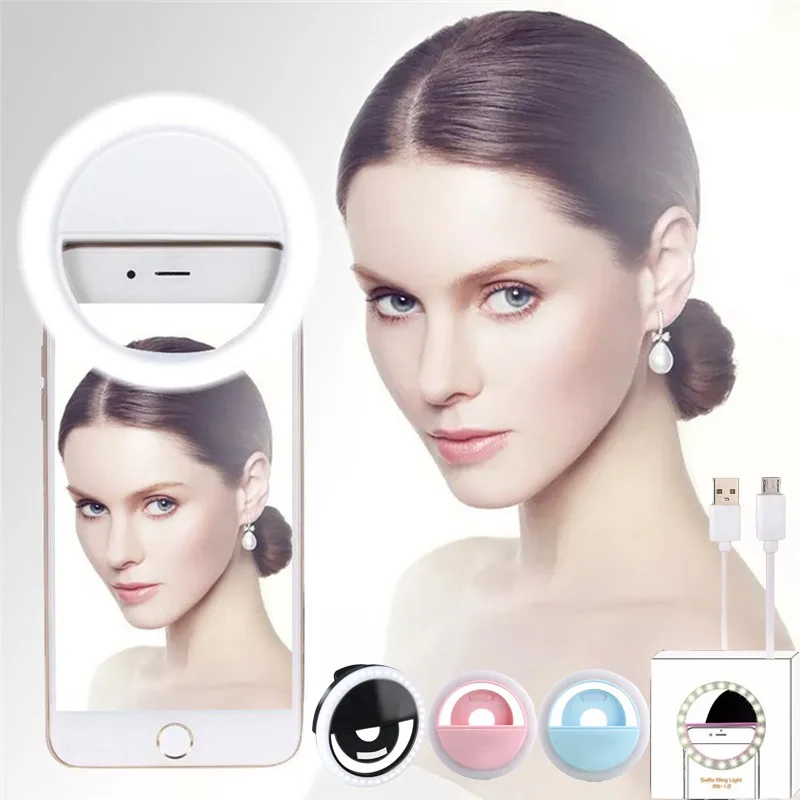 Selfie Lights Lente Per Telefono Cellulare Mini Selfie Ring Light Clip Led Fill Selfie Lamp Per Samsung Xiaomi Huawei Usb Charge