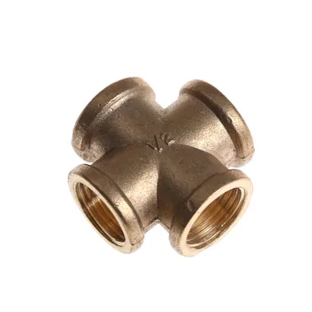 

One Piece 1/2" BSP Female Thread 4 Way Brass Cross Pipe Fitting Adapter Coupler Connector For Water Fuel Gas