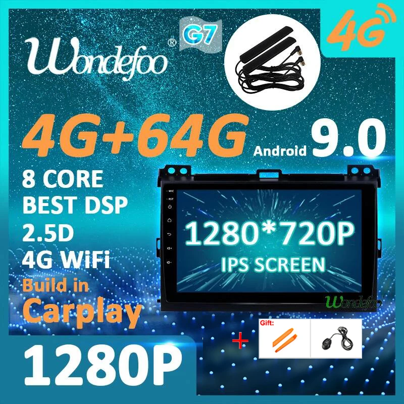 1280P Android 9 0 4G 64G Carplay GPS для Toyota LAND CRUISER Prado 120 Lexus GX470 мультимедиа DSP IPS экран стерео без
