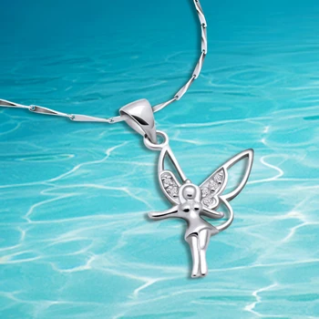 

Fashion jewelry 925 sterling silver necklace for woman, butterfly fairy angel necklace, woman silver necklace gift