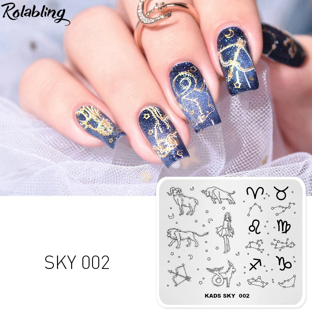 Rolabling Sky Constellation Aries Leo Virgo Taurus Sagittarius Image  Manicure Plate Template Stencil Beauty Tools Nail Stamp|Nail Art Templates|  - AliExpress