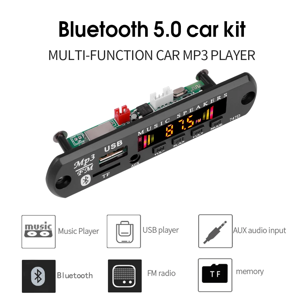 Wireless Bluetooth V20 mp3 player Car radio Color screen 7V 12V MP3 WMA Decoder Board USB TF FM audio module with Remote Control