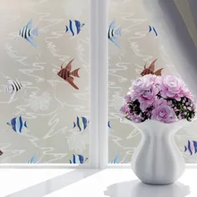 60x220 см полупрозрачная непрозрачная самоклеящаяся матовая Солнцезащитная пленка для стекла пленка для ванной раздвижной двери окна наклейка подводная лодка рыба