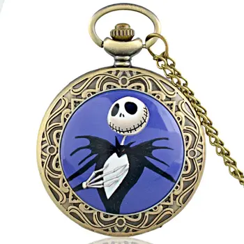 

New Arrivals Blue Bronze The nightmare before Christmas Quartz Pocket Watch Classic Men Women Pendant Necklace Gift Clock