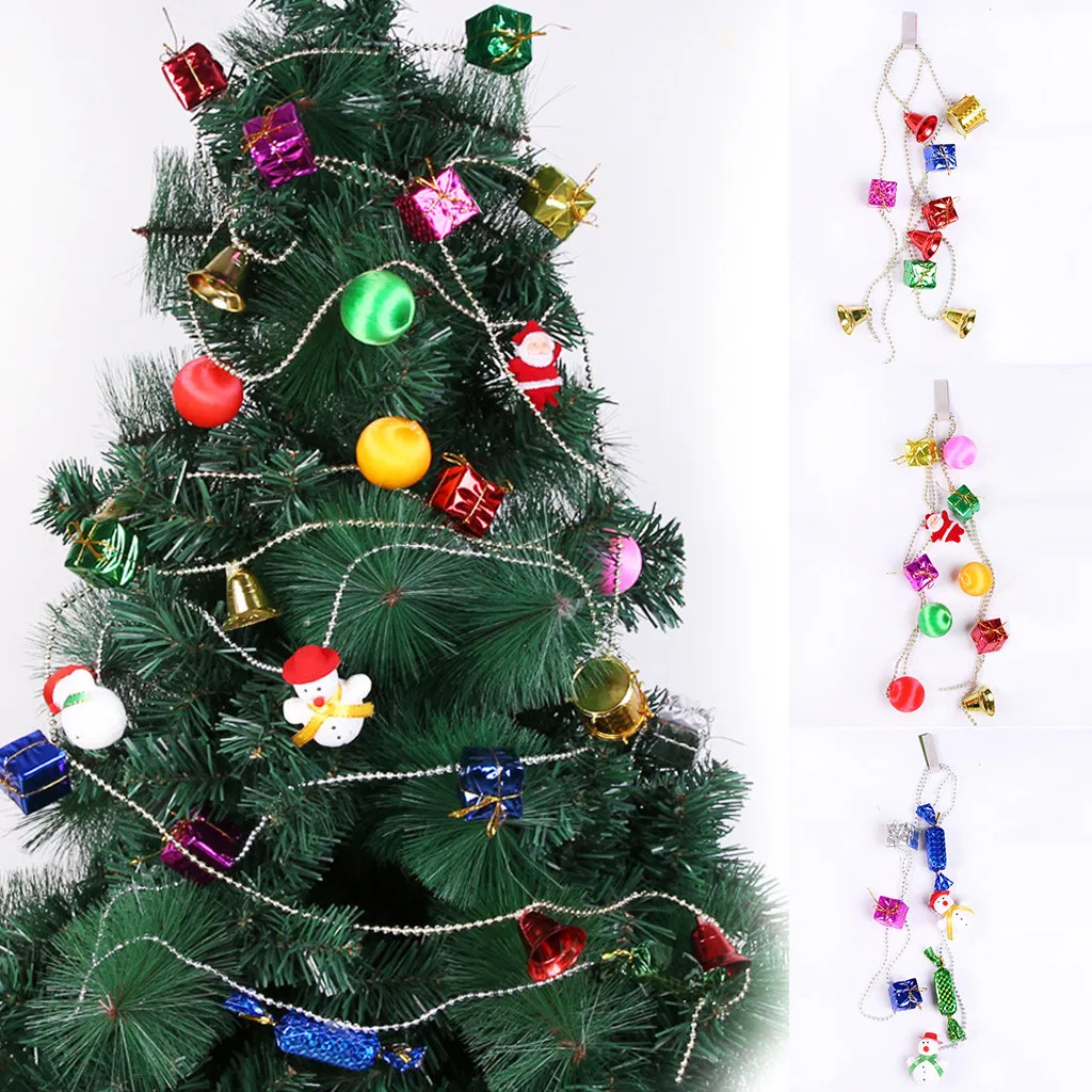 Merry Christmas Decoration for Home 2020 Santa Claus Snowman Chain Tree Decor Bell Candy Pendant Xmas Ornaments | Дом и сад