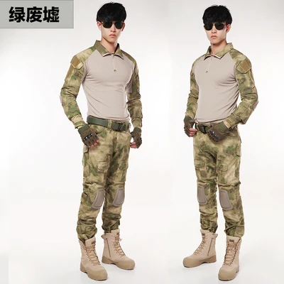 Suit 07 Тактическая камуфляжная военная форма, костюм для мужчин, армейская одежда США, военная боевая рубашка+ брюки-карго, наколенники - Цвет: Suit 07