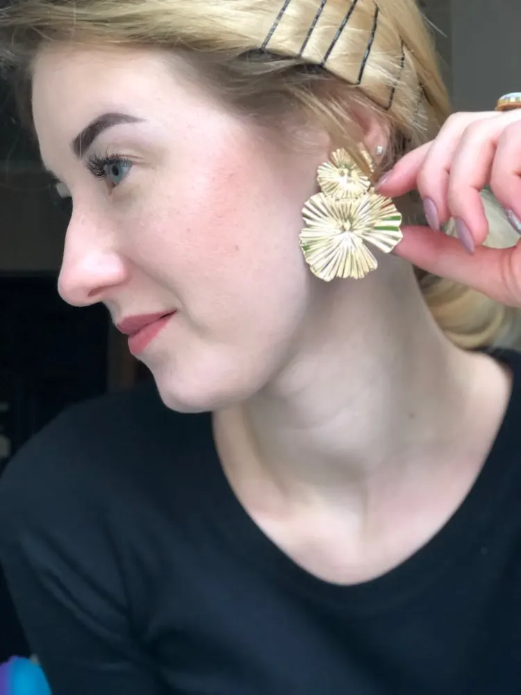 Dangle Earrings Women Metal Leaf Vintage Gold Silver Color Hip Hop Punk