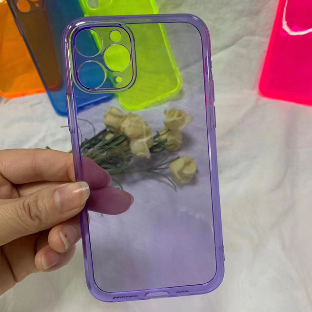 Fluorescent Color Phone Case For iphone 11 12 13 Pro Max XR X XS Max 8 7 Plus SE 2020 Cover Luxury Cute Clear Soft Cases