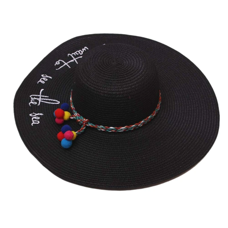 Модная Солнцезащитная шляпа с надписью, кепки с вышивкой, большая шляпа, женская летняя соломенная шляпа, Пляжная Шляпа