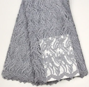 

french lace fabric high end grey lace fabric heavy beaded lace fabric tissu perlage dubai wedding dress5yard/lot