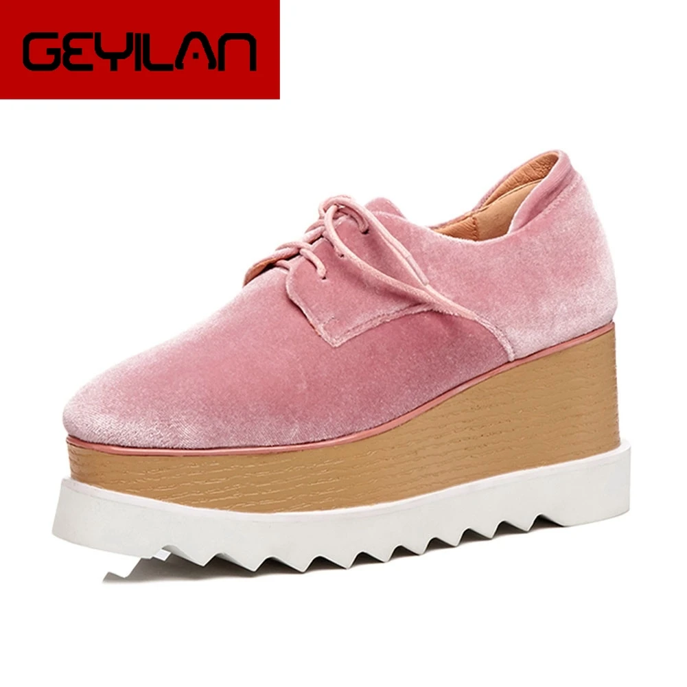 

Large Size 42 Ladies Wedges Lace Up Flat Platform Shoes Woman Casual Soft Autumn Spring Flats Shoes Sneakers