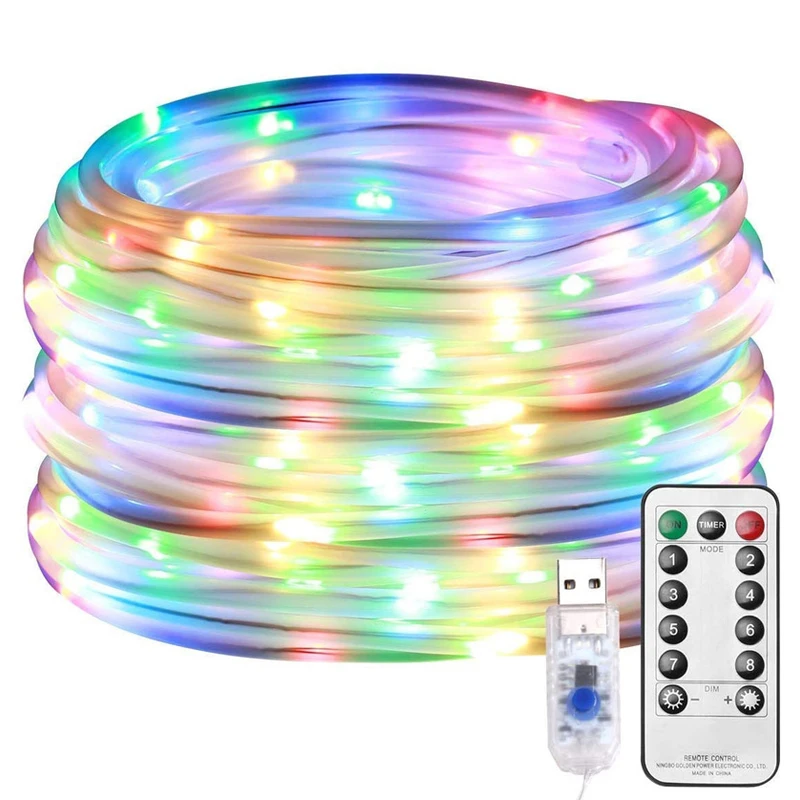 

100LED Remote control 8 functions USB pipe string lights garden balcony waterproof holiday decoration copper wire lantern