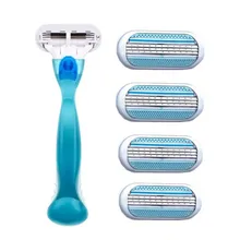 5 шт./лот Красота женский безопасности лезвие бритвы для бритья для Для женщин 3 Слои лезвия бритвы Razor Blades, Сменная головка