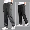New Cargo Pants Men's Loose Straight Oversize Clothing Solid Grey Versatile Work Wear Black Joggers Cotton Casual Male Trousers