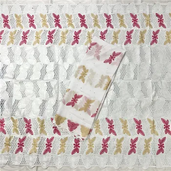 

African bazin riche fabric cotton dry basin brode lace fabric 5 yards +2.5 yards Swiss Voile In Switzerland Dubai Fabric