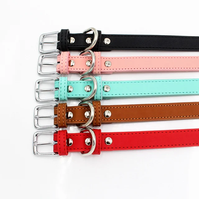 Affordable Comfort Dog Cat PU Leather Collar Adjustable Pet Accessories for Small Dogs Puppy Mascotas Supplies collier chien 6