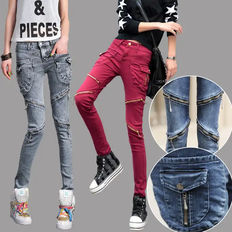 grey biker jeans womens