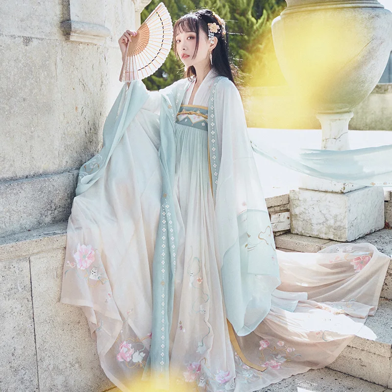 

heavy industry wide sleeve large sleeve shirt original embroidered Tang Dynasty Hanfu Jacket Women's summer wear