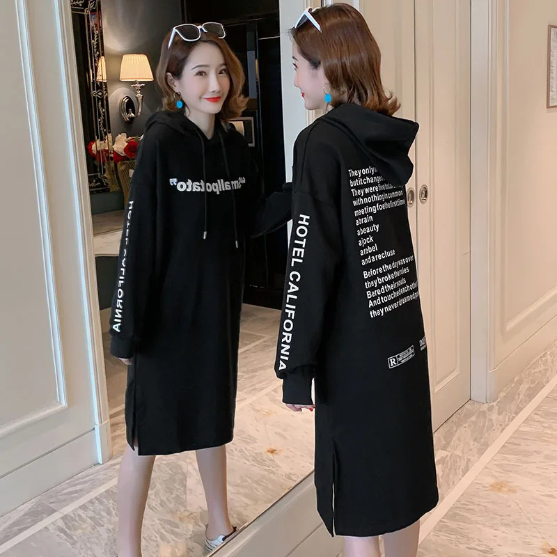 

Photo Shoot 2019 Autumn And Winter Maternity Clothes New Style Mid-length T-shirt Large Size Loose-Fit Pregnant Women Hoodie Dre