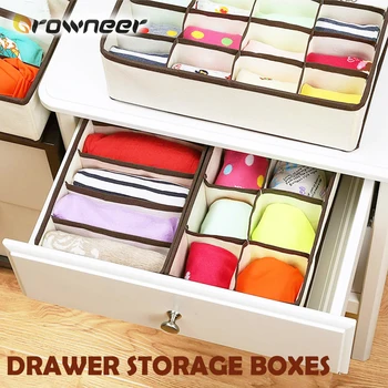 

Drawer Storage Boxes Underwear Closet Divider Organizer Non-Woven Fabric Multi-size Foldable Ties Socks Holder Pink Beige White
