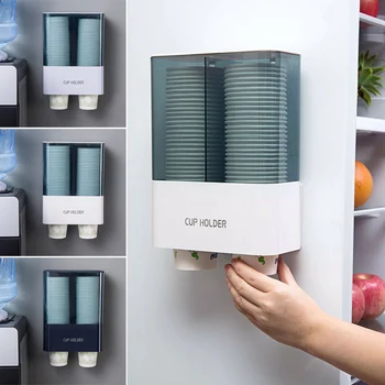 

Disposable Paper Cup Holder Dispenser Wall Mounted Rack Dustproof for Home HY99