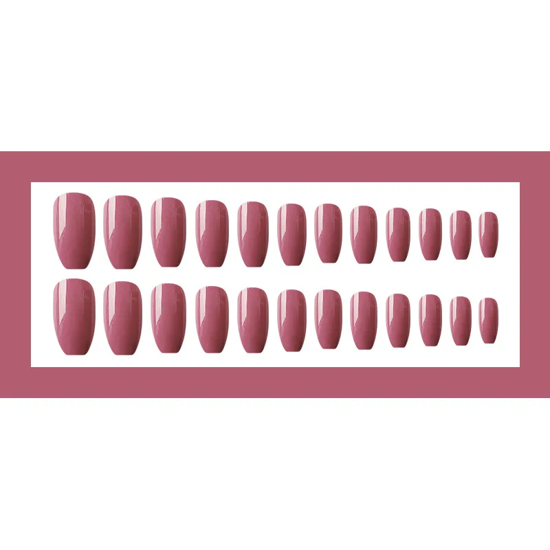 Nusx 24pcs False Nails Full Finished Artificial Decoration Beauty Nail Tool Pure Color Pointed False Nails 4