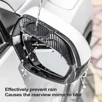 

Car Accessories 2pcs Car Side Rear View Mirror Rain Eyebrow Visor Carbon Fiber Look Sun Shade Snow Guard Weather Shield Cover