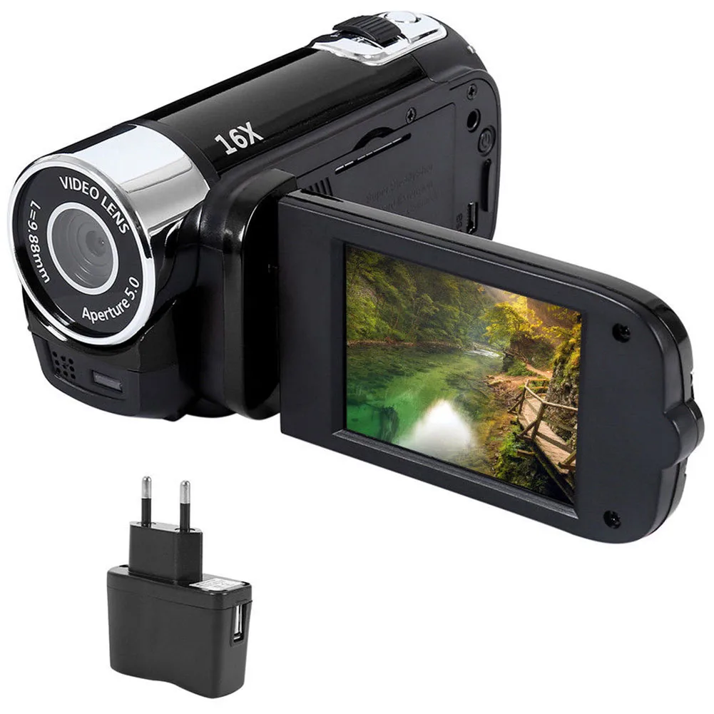 1080P Высокое разрешение подарки съемки видеокамера анти-встряхивание видео запись таймед селфи четкая цифровая камера светодиодный свет ночного видения - Цвет: Black EU Plug