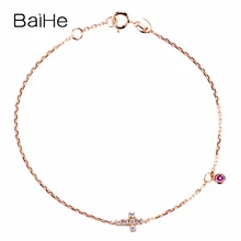 BAIHE, 14 к, розовое золото, 0.09ct, сертифицировано H/SI,, настоящие натуральные бриллианты, свадебные женские классические ювелирные изделия, уникальный браслет