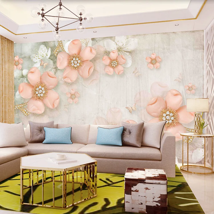 

European Style 3D Wallpaper Living Room Television Sofa Wall Seamless Large Wall Cloth Relief Decorative Pattern Mural