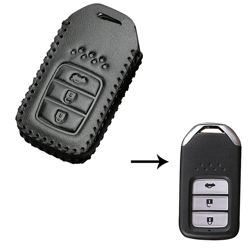 Кожаный чехол для ключей YOLU для автомобиля с 3 кнопками для Honda Civic HRV CRV Accord