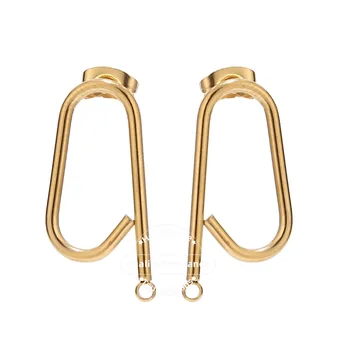 

10pcs Stainless Steel Q Design Earring Stud Ear Post with Loop Gold U Shape Stud Base Posts DIY Components
