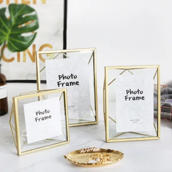 

Nordic Metal Photo Frame Golden/black Picture Frame Wrought Iron Geometric Bracket Personality Creative Decoration Ornaments
