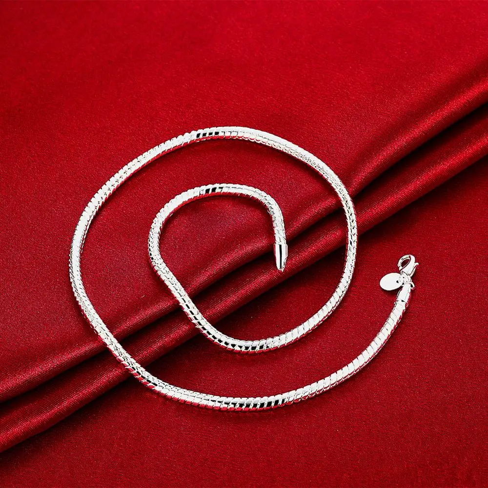 thumbnail image 1 of Aoxiang Plata de Ley 925 16/18/20/22/24/26/30 pulgadas cadena de serpiente pulsera collar conjuntos para mujer hombre joyería de moda, 1 of 2