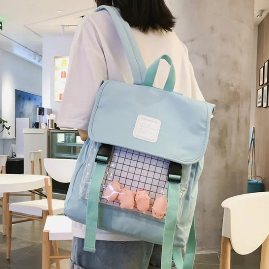 Милый маленький прозрачный женский рюкзак с уткой, повседневный прозрачный водонепроницаемый рюкзак для студентов, нейлоновый рюкзак Harajuku для путешествий, школьная сумка для девочек-подростков, сумка для книг