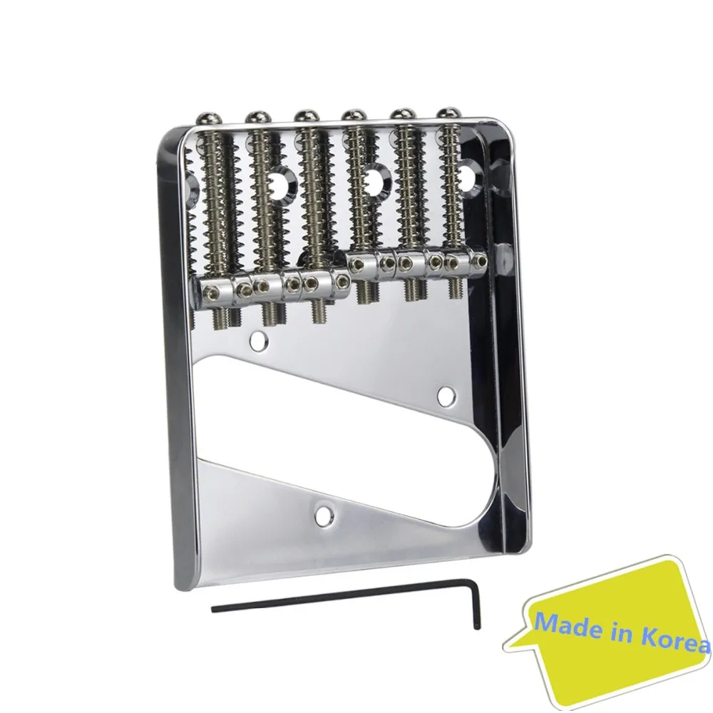 

NEW 6 Saddle Electric Guitar Bridge Tele Bridge String Spacing 10.8mm Chrome Top Through Strings Guitar Parts,Made in Korea