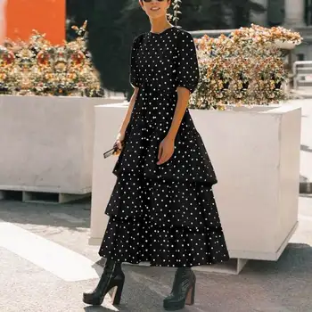 

Summer Maxi Long Dress Bohemian Women Sexy Dot Printed Party Dress Beach VestidosVONDA 2020 Female Plus Size Casual Sundress