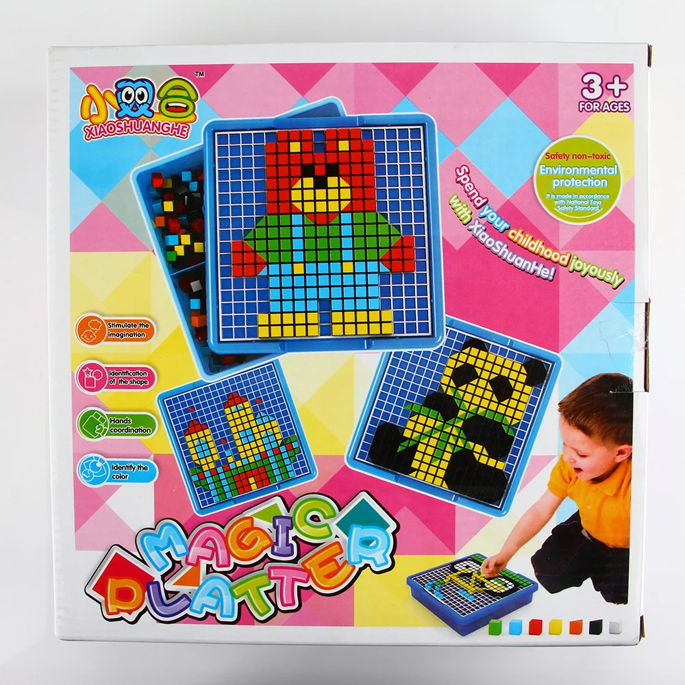 Пазлы с квадратными грибовидными кнопками креативные составные картинки