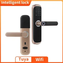 

X3 Gold Smart Fingerprint Door Lock Tuya Wifi IC Card Keyless Phone APP Remotely Unlock Multi-size Mortise Lock Optional