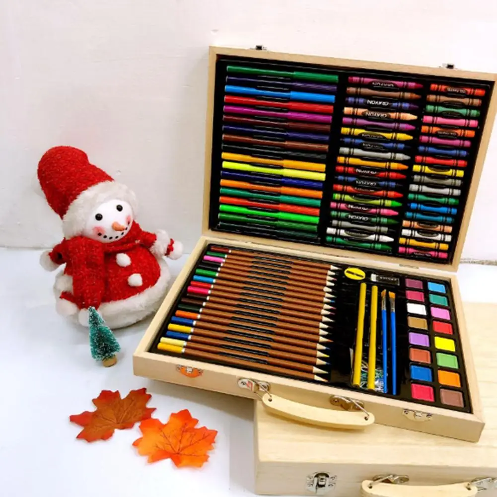 

118PCS/Set Wooden Paints Box Luxurious Children's Colored Pen Set Student Drawing Art Accessories For Beginners And Artists