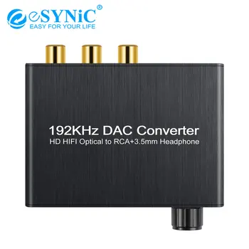 

eSYNiC 5.1ch Digital Audio Decoder DAC Digital to Analog Audio Converter Optical Coaxial to RCA 3.5mm Audio for Network Player