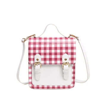 

Women Plaid Square Crossbody Bag Color Block Messenge Shoulder Bag Ladies Wear-resistant Mini Handbag with Handle and Strap