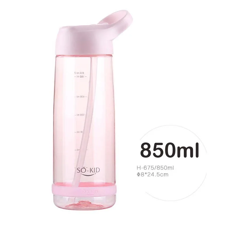 550 мл, пластиковая чашка для кормления детей, BPA, детская бутылка с соломинкой, поилка, герметичный стакан, портативная, обучающая Питьевая чашка - Цвет: 850ml M Pink